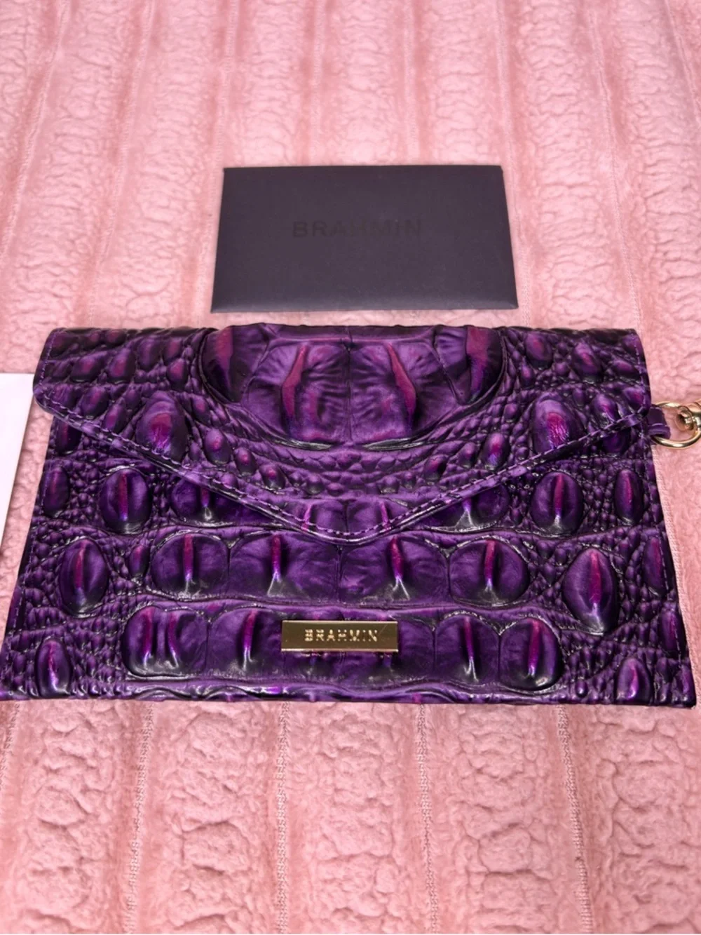 Brahmin Rare Mini Envelope Case in Ultraviolet Ombre Melbourne - Picture 2 of 6